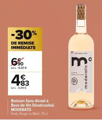 Carrefour MODERATO Boisson Sans Alcool à Base de Vin Désalcoolisé offre