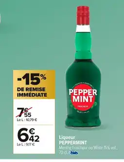 Carrefour PEPPERMINT Liqueur offre