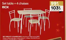 BUT Set table et 4 chaises rick offre