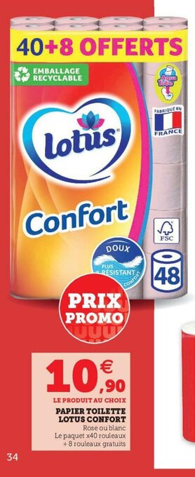 Super U Papier Toilette Lotus Confort offre
