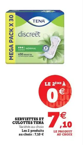 Super U Serviettes Et Culottes Tena offre