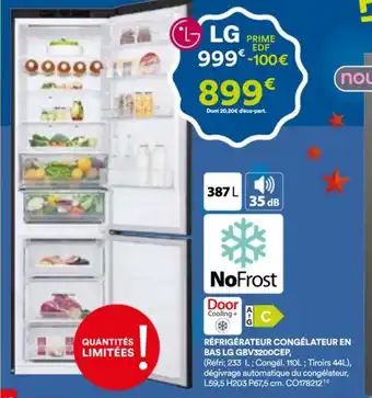 BUT Réfrigérateur congélateur en bas lg gbv3200cep offre