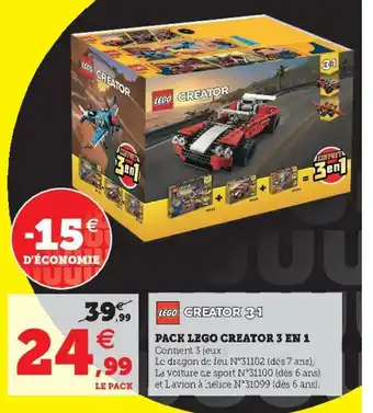 Super U Pack Lego Creator 3 En 1 offre
