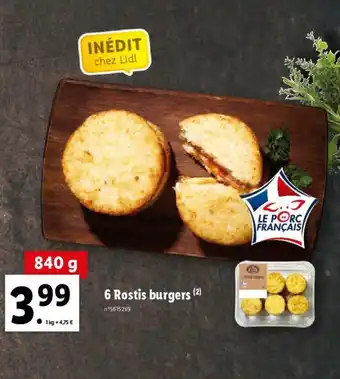 Lidl 6 Rostis Burgers offre