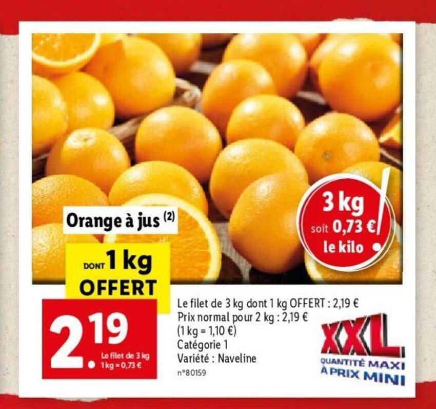 Promo Orange A Jus chez Lidl