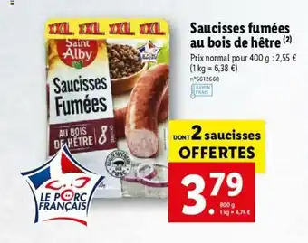 Lidl Saucisses Fumées Au Bois De Hetre offre