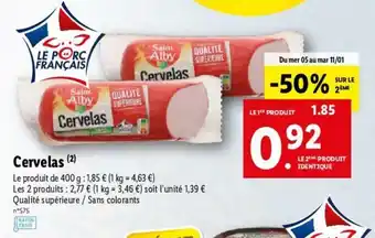 Lidl Cervelas offre