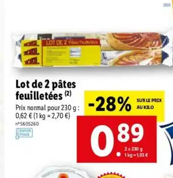 Lidl Lot De 2 Pates Feuilletées offre