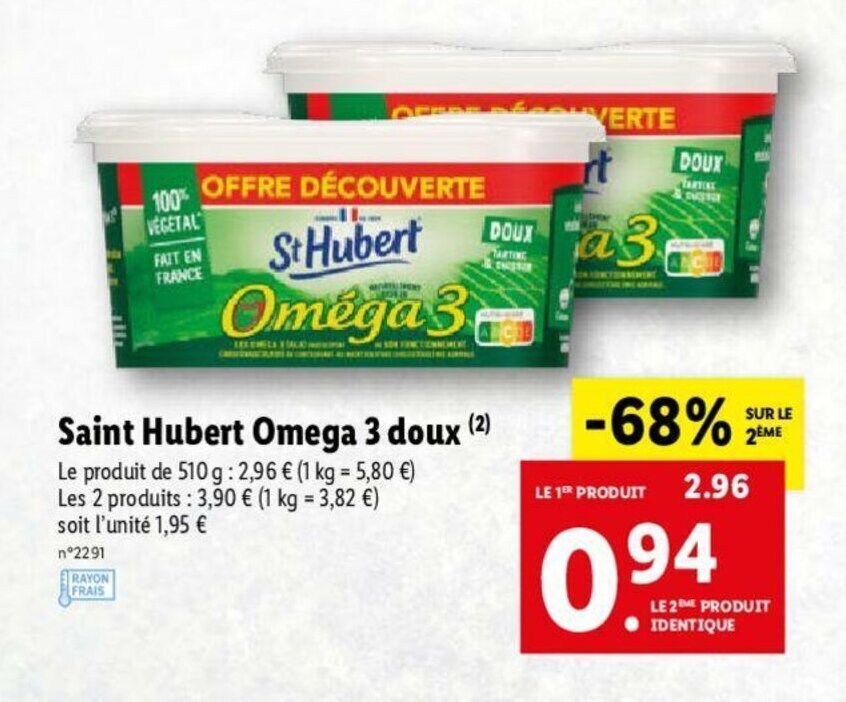 Promo Saint Hubert Omega 3 Doux chez Lidl