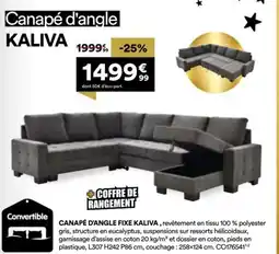 BUT Canapé d'angle fixe kaliva offre