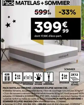 BUT Pack matelas verveine + sommier eclipse offre