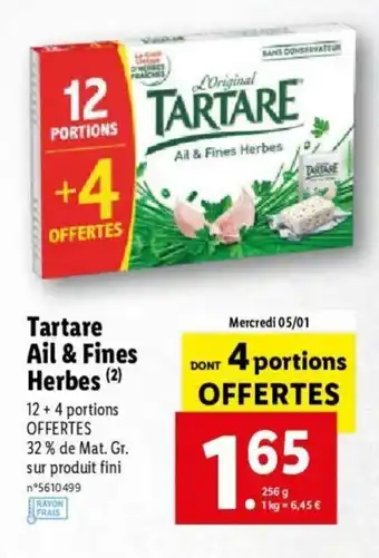 Lidl Tartare Ail & Fines Herbes offre