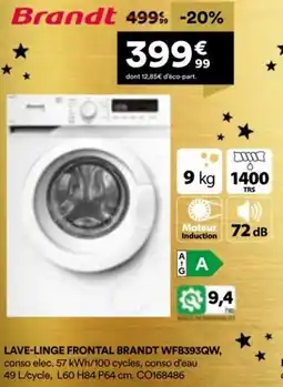 BUT Lave-linge frontal brandt wfb393qw offre