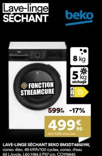 BUT Lave-linge séchant beko bm3dt48501w offre