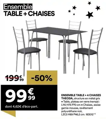 BUT Ensemble table + 4 chaises theoda offre