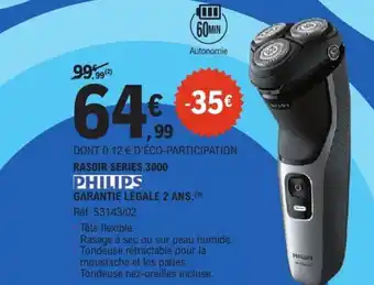 E.Leclerc Rasoir series 3000 philips offre