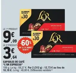 E.Leclerc Capsules de café l'or espresso offre