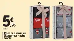 E.Leclerc Lot de 3 paires de chaussettes + boîte cadeau offre