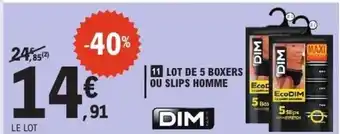 E.Leclerc Lot de 5 boxers ou slips homme offre