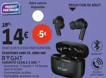 E.Leclerc Écouteurs sans fil jumo anc rỳght offre