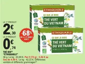 E.Leclerc Thé bio éthiquable offre