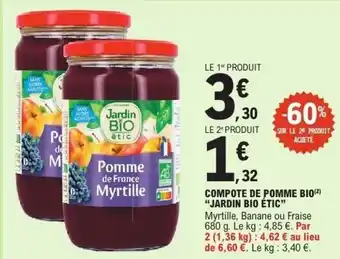 E.Leclerc Compote de pomme bio jardin bio étic offre
