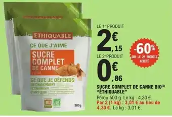 E.Leclerc Sucre complet de canne bio éthiquable offre