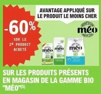 E.Leclerc SUR LES PRODUITS PRÉSENTS EN MAGASIN DE LA GAMME BIO MÉO offre