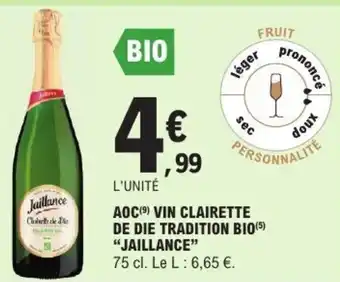 E.Leclerc Aoc vin clairette de die tradition bio jaillance offre