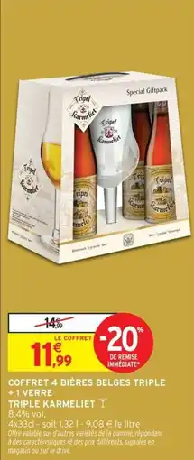 Intermarché Express Coffret 4 bières belges triple +1 verre triple karmeliet offre