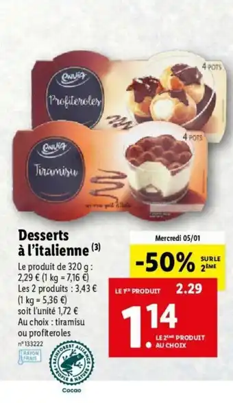 Lidl Desserts A L'Italienne offre
