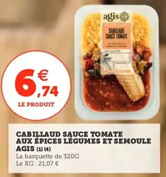Utile Cabillaud sauce tomate aux épices légumes et semoule agis offre