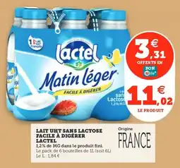 Utile Lait uht sans lactose facile à digérer lactel offre