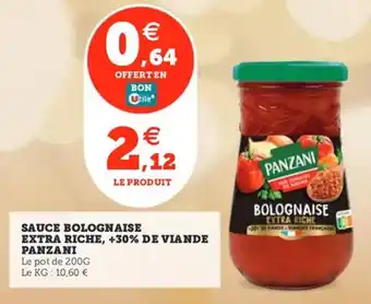 Utile Sauce bolognaise extra riche, +30% de viande panzani offre
