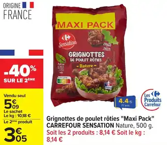 Carrefour Grignottes de poulet rôties maxi pack carrefour sensation offre