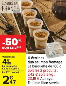 Carrefour 4 verrines duo saumon fromage offre
