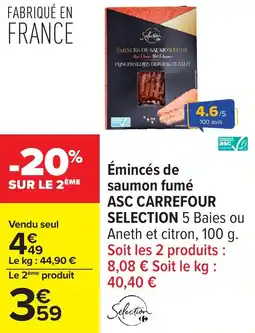 Carrefour Émincés de saumon fumé asc carrefour selection offre