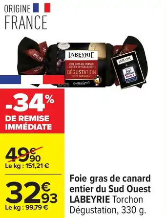 Carrefour Foie gras de canard entier du sud ouest labeyrie offre
