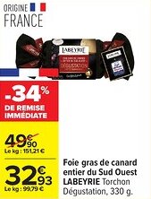 Carrefour Foie gras de canard entier du sud ouest labeyrie offre