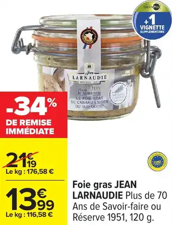 Carrefour Foie gras jean larnaudie offre