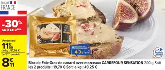 Carrefour Bloc de foie gras de canard avec morceaux carrefour sensation offre