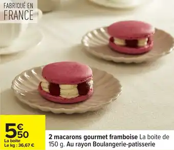 Carrefour 2 macarons gourmet framboise offre