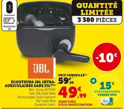 Hyper U Jbl écouteurs intra-auriculaires sans fil offre