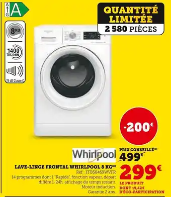 Hyper U Whirlpool lave-linge frontal 8 kg offre