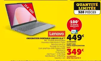 Hyper U Lenovo ordinateur portable lenovo 15,6 offre
