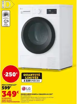 Hyper U Lg sèche-linge pompe à chaleur lg 8 kg offre