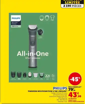 Super U Philips tondeuse multifonction 17 en 1 offre