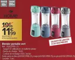 Carrefour Carrefour home blender portable vert offre