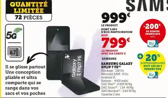 Super U Samsung galaxy z flip7 fe offre