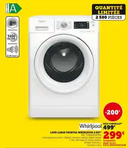 Super U Whirlpool lave-linge frontal 8 kg offre